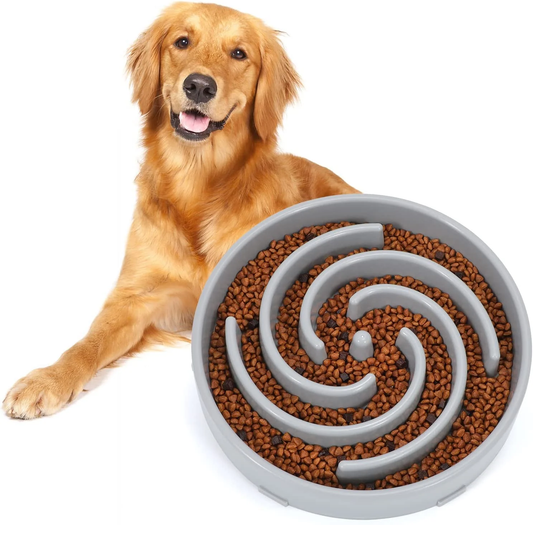 Slow Feeder Large Dog Bowls for Large Medium Dog Non Slip Maze Puzzle Bowl Pet Slower Food Feeding Dishes Interactive Bloat Stop Dog Bowl Preventing Choking Healthy Dog Bowl, Light Gray