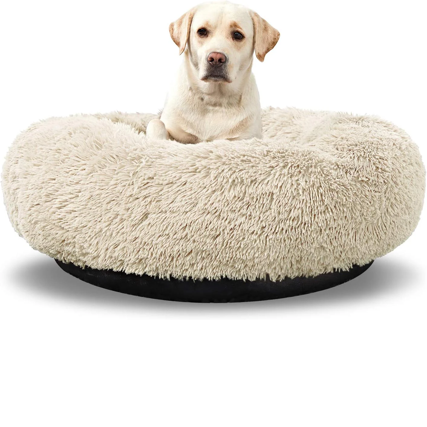 Washable Dog round Bed - Large Donut Dog Bed, Comfy Calming Cuddler