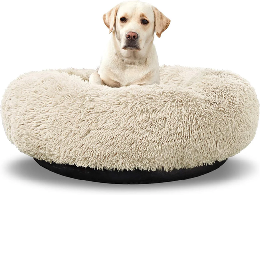 Washable Dog round Bed - Large Donut Dog Bed, Comfy Calming Cuddler