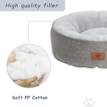 Indoor Cat and Small Dog Bed, Comfortable and Durable Round Pet Sleeping Bed with Non-Slip Bottom, Washable, 18"L x 18"W x 6.5"H